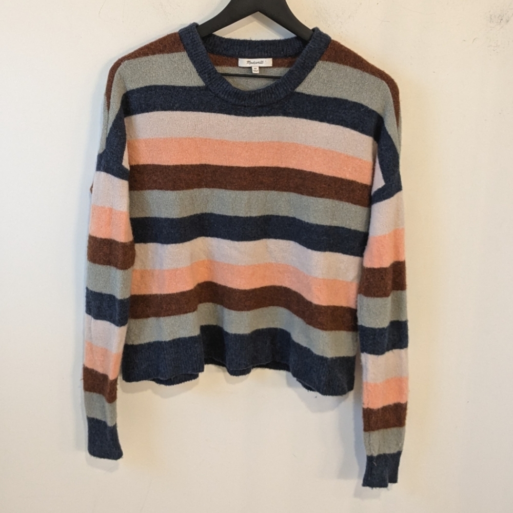 Madewell Pullover Sweater Elmwood Stripe Merino Wool Alpaca Size XS Oversized - Picture 2 of 8